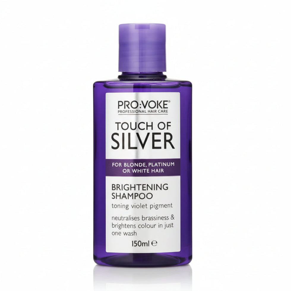 provoke touch of silver shampoo 150ml brightening anti brass for blonde grey white hair
