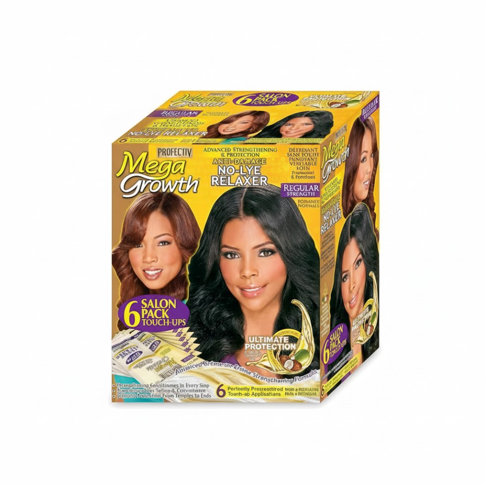 mega growth anti damage no lye relaxer regular strength 6 touch ups smooth straight hairc