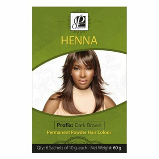 Profix Organics henna hair colour dark brown 60g powder for grey coverage and shiny healthy hair
