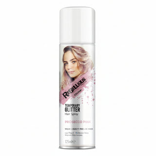 prosecco pink glitter hair colour spray 125ml temporary shimmer hair spray pink glitter party festival styling wash out hair glitter product