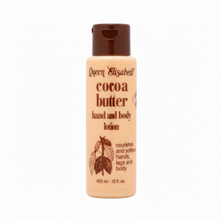 Queen Elisabeth cocoa butter lotion for hydrating body and hand moisturizing skin care
