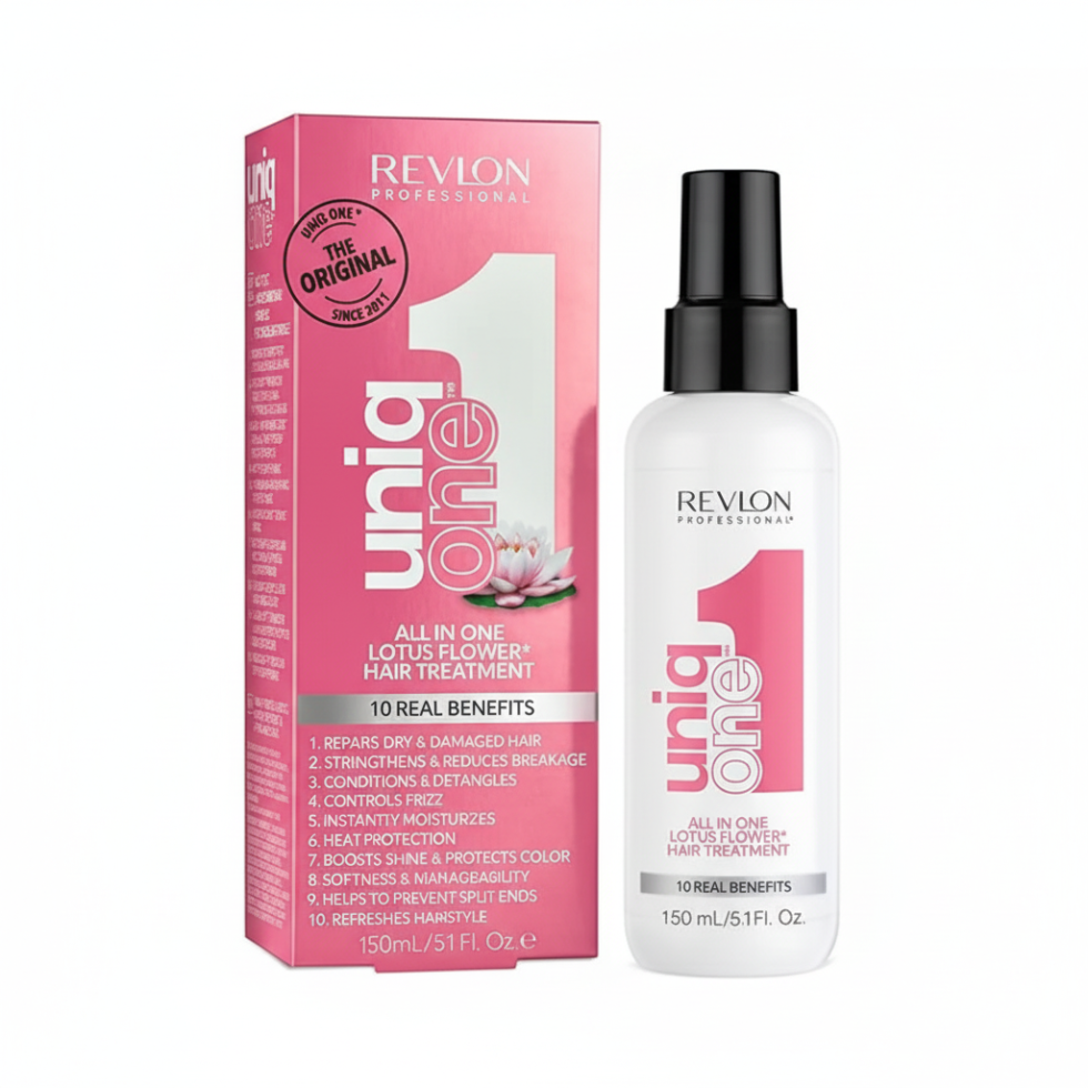 revlon uniq one lotus flower hair treatment repairs adds shine volume frizz control smooth hair