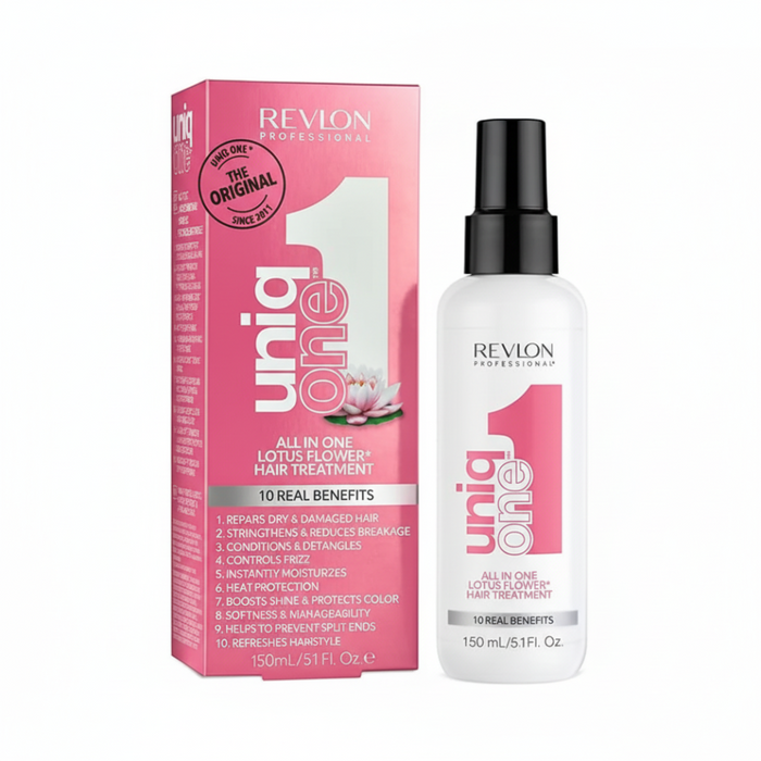 revlon uniq one lotus flower hair treatment repairs adds shine volume frizz control smooth hair