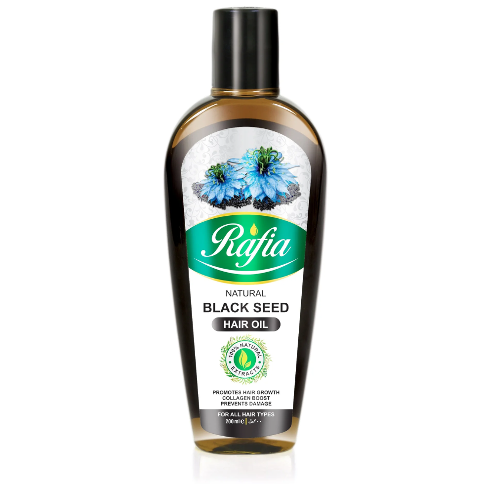 rafia black seed hair oil 200ml for hair growth strengthening and scalp nourishment care