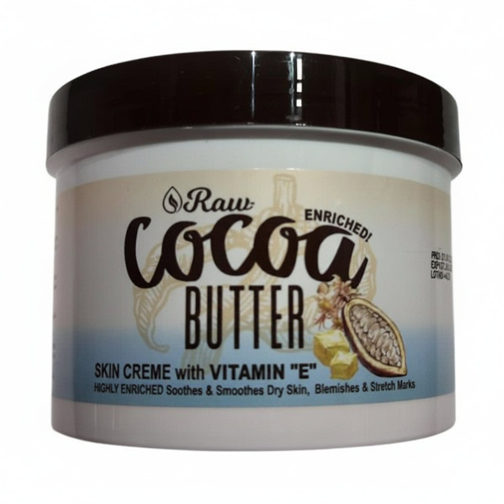 raw cocoa butter skin creme 14oz deep moisturizing cream vitamin e nourishing body butter dry skin care soft smooth hydrated skin product