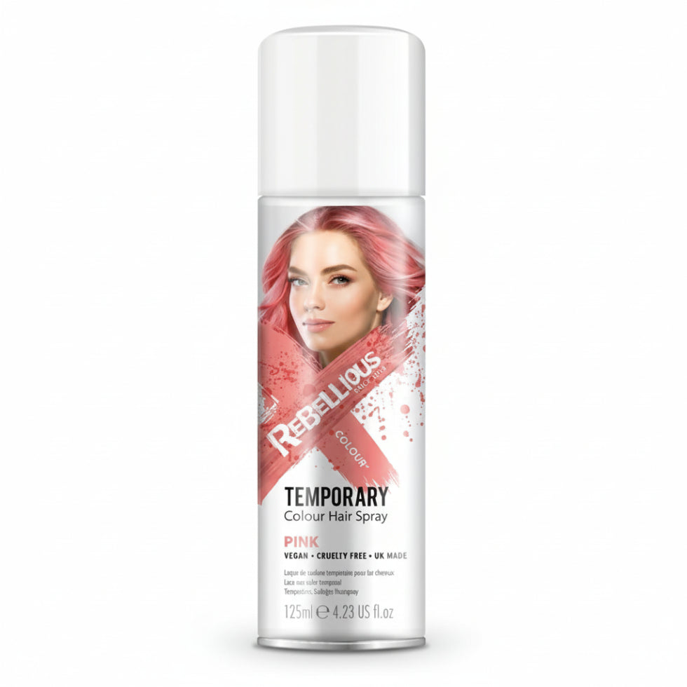 rebellious pink hair colour spray 125ml temporary wash out hair spray vibrant pink party festival styling hair color spray easy removal product