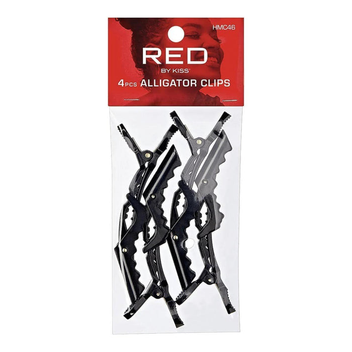 Red By Kiss alligator clips 4 pack professional jointed metal spring styling sectioning clips card