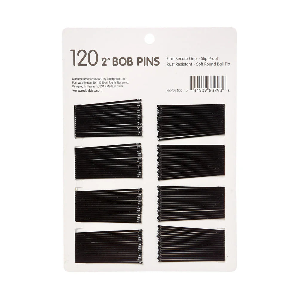 Red By Kiss bobby pins black 2 inch professional hairstyling grips 120 pack box