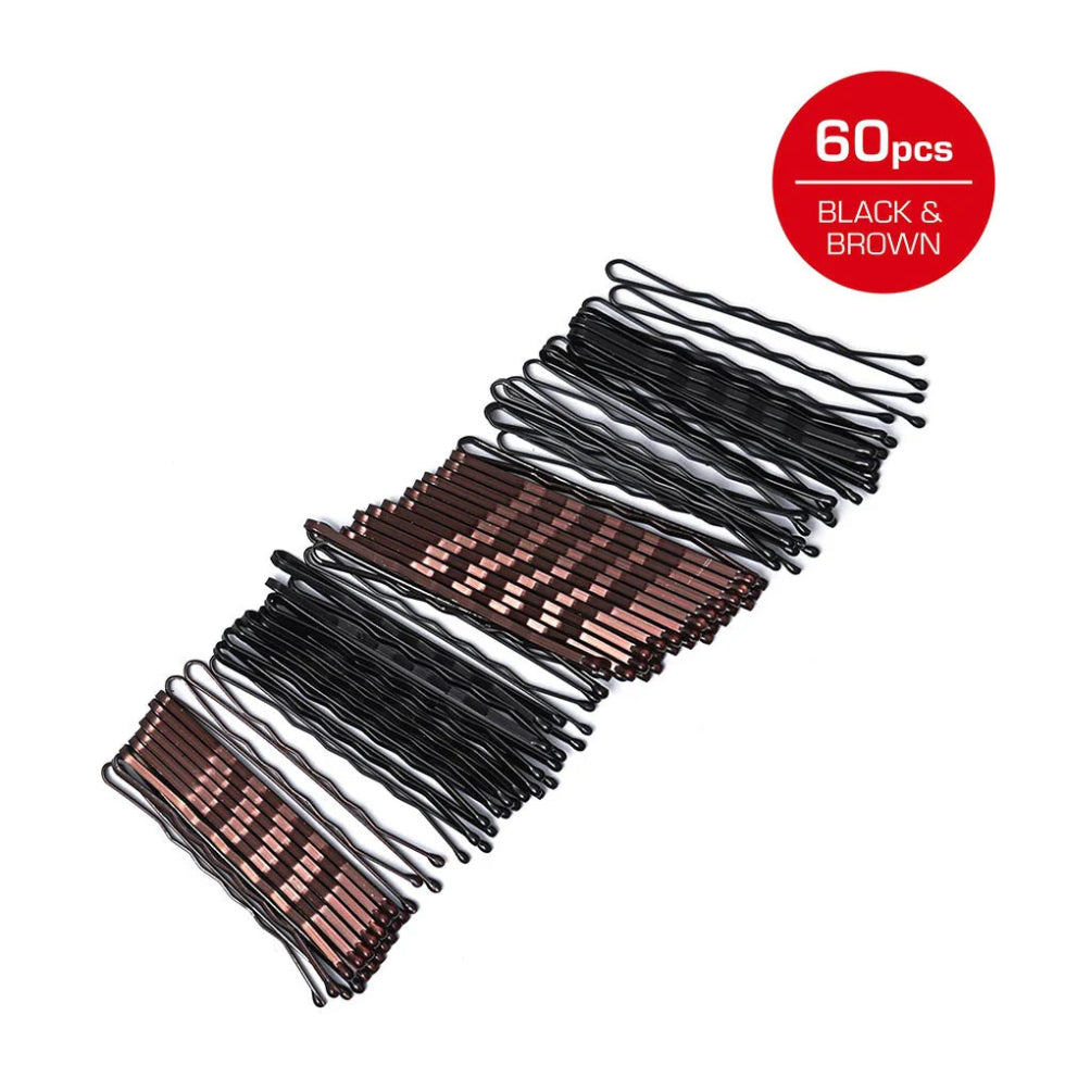 Red By Kiss bobby pins 2 inch brown and black everyday styling hair grips 60 pack box