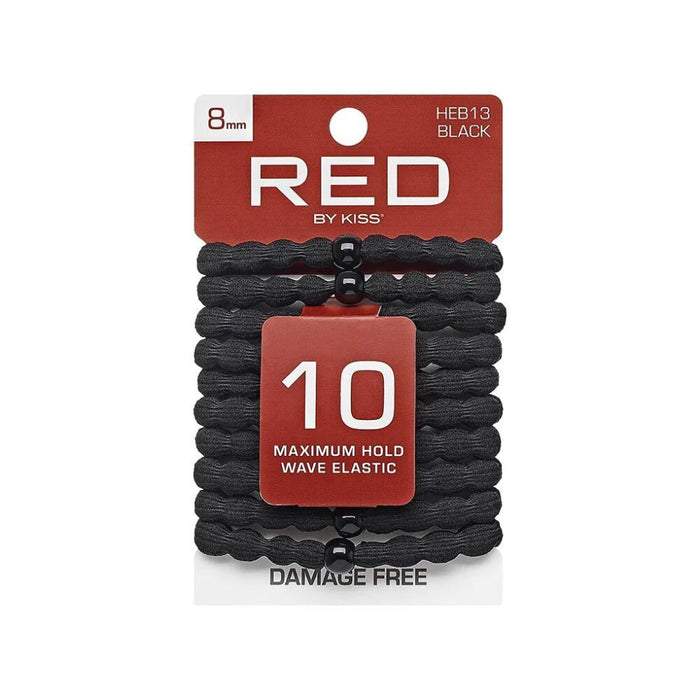 Red By Kiss cotton elastic hair bands black 8mm ten pack of snag free metal free hair ties card