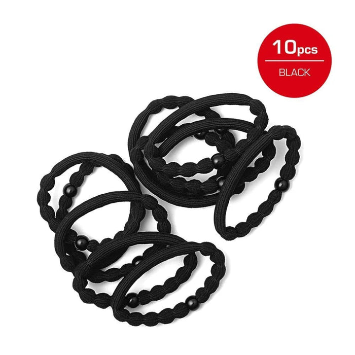 Red By Kiss cotton elastic hair bands black 8mm ten pack of snag free metal free hair ties card