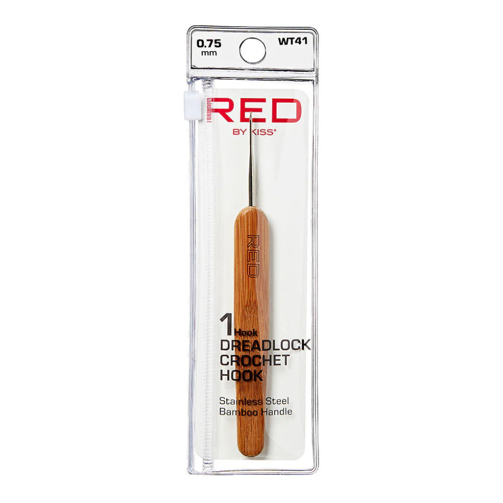 Red By Kiss dreadlock crochet hook 0.75mm single needle professional loc maintenance tool card