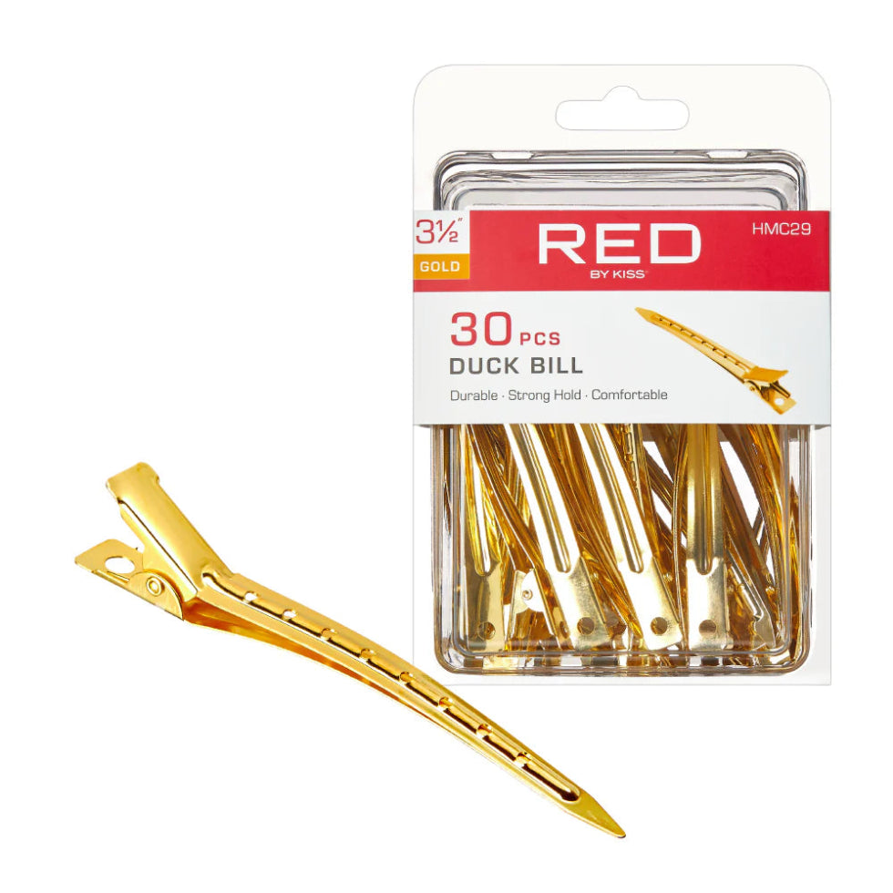 Red By Kiss duck bill clips silver 3 1/2 inch professional salon hair clips 30 pack box