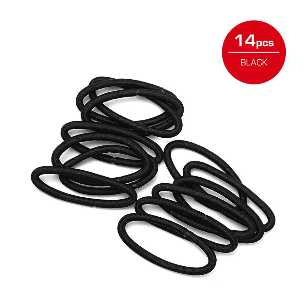 Red by Kiss elastic hair band 5mm 14 pack black metal free hair ties card