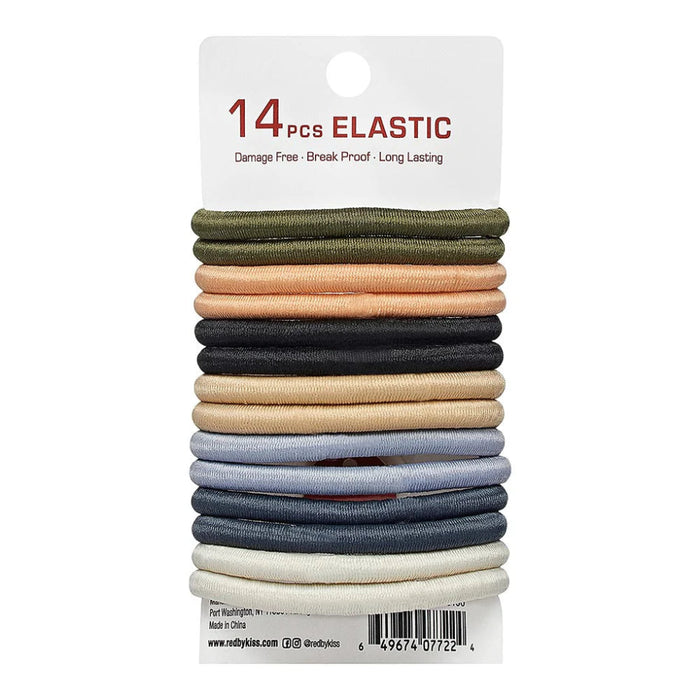Red by Kiss elastic hair band 5mm 14-pack mono assorted neutral hair ties pack