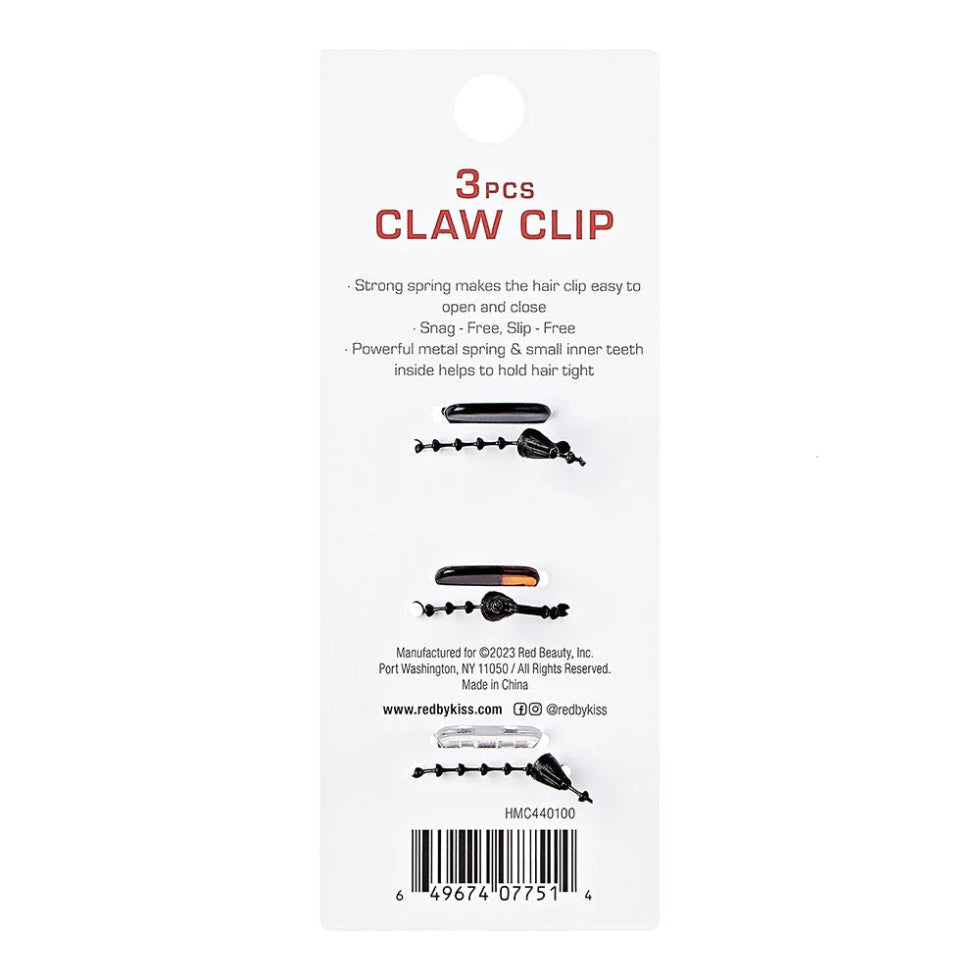 Red By Kiss hair claw clip small black everyday mini hair clamps 2 pack card