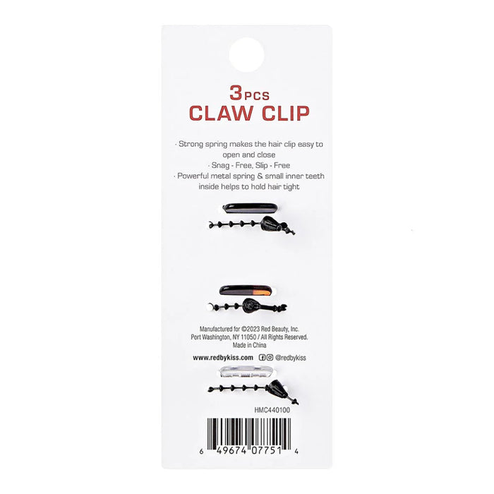Red By Kiss Hair Claw Clip Small (2pcs) | Black Mini Everyday Hair Clamps