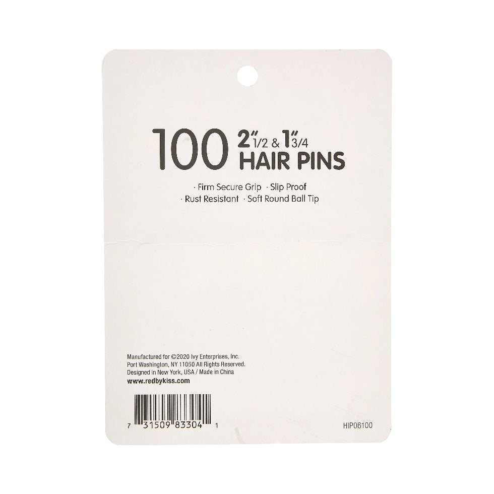 Red By Kiss hair pins mixed size 1 3/4 and 2 1/2 inch 100 pieces professional styling tub