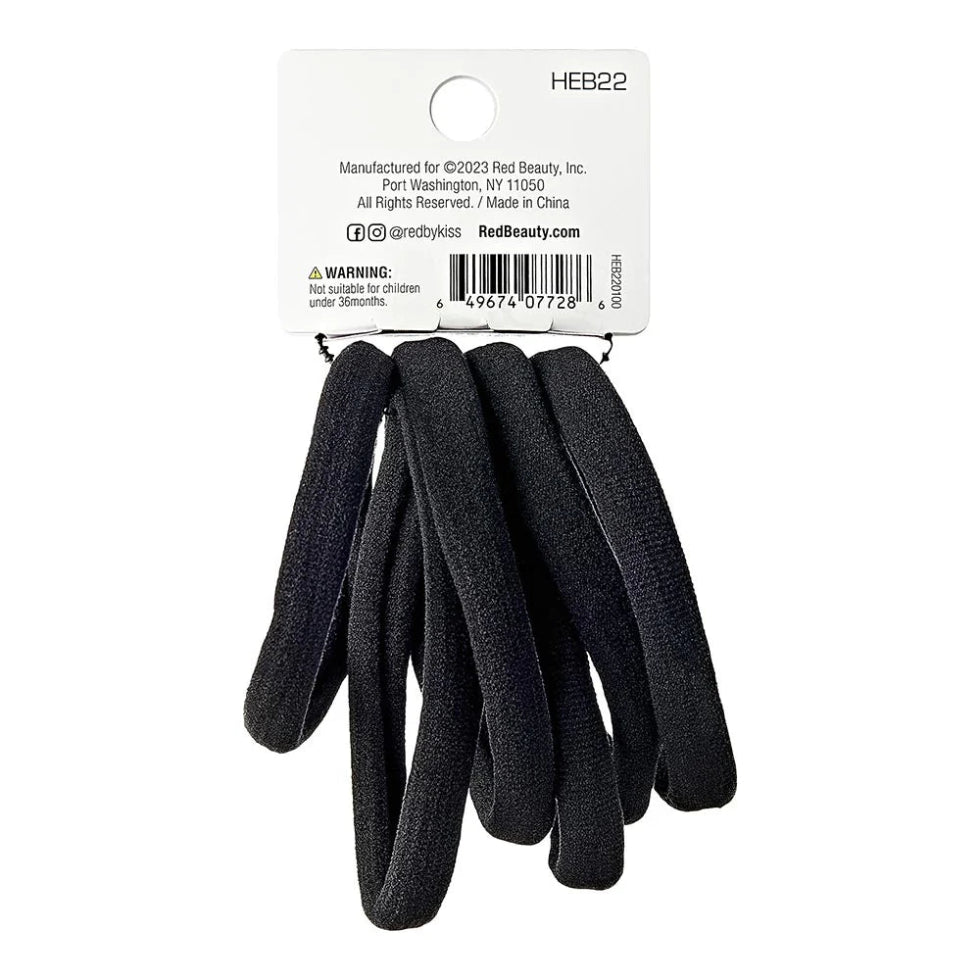 Red By Kiss ponytail holders black medium pack of snag free metal free elastic hair bands card