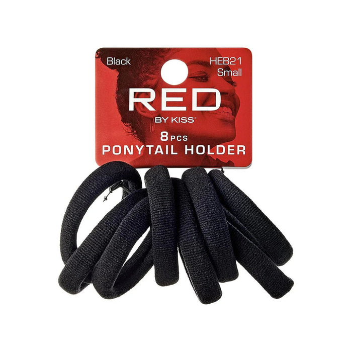 Red By Kiss ponytail holders black small eight pack of snag free metal free elastic hair bands card