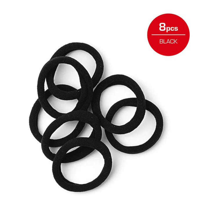Red By Kiss ponytail holders black small eight pack of snag free metal free elastic hair bands card