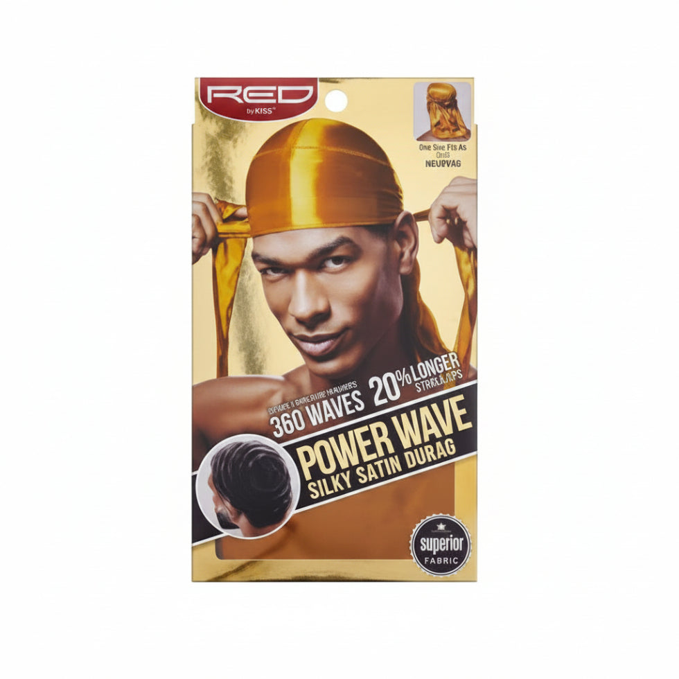 red by kiss power wave silky satin durag gold 360 wave compression hair cap accessory