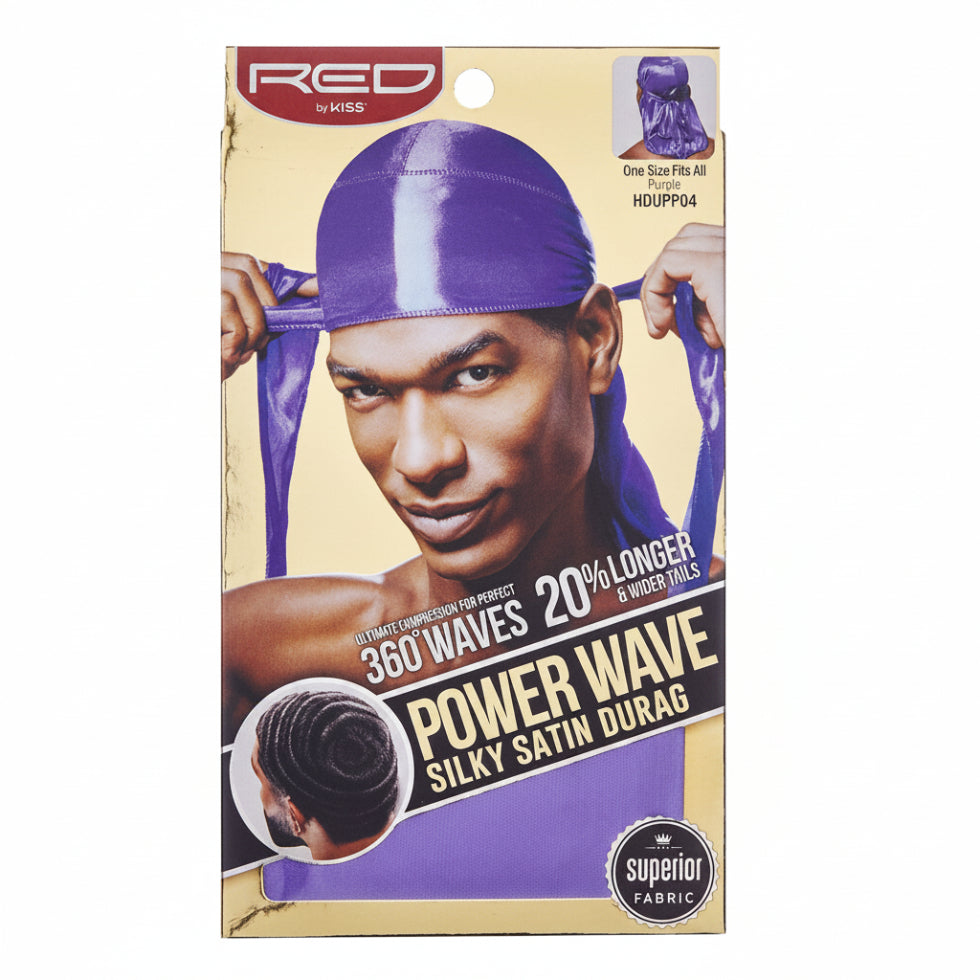 red by kiss power wave silky satin durag purple 360 wave compression hair cap accessory