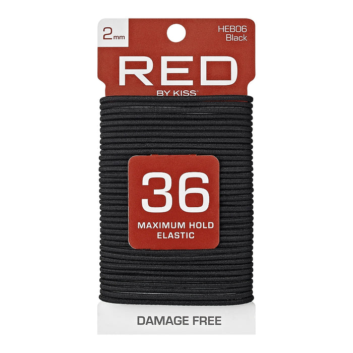 Red By Kiss thin elastic hair bands 2mm black and white thirty-six pack on display card