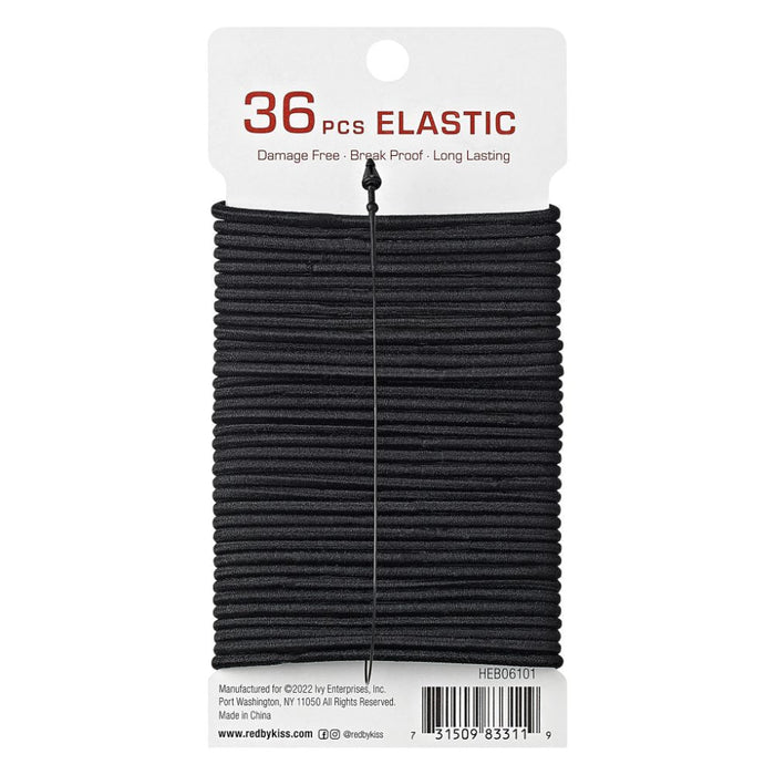 Red By Kiss thin elastic hair bands 2mm black and white thirty-six pack on display card