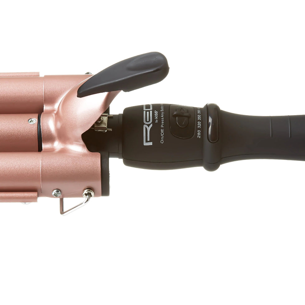 Red by Kiss 1 inch triple barrel hair waver ceramic beach wave styling iron box