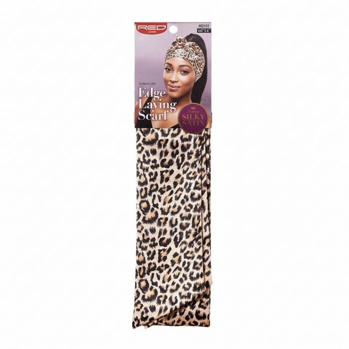 Red by Kiss Edge Laying Scarf Leopard HQ102 | Satin Hair Wrap for Sleek Edges