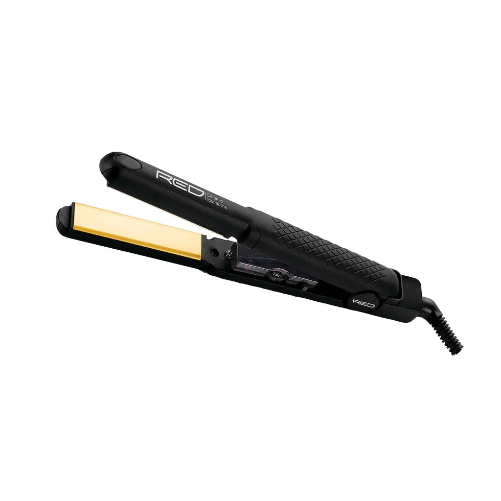 Red by Kiss flat iron 0.75 inch ceramic tourmaline slim hair straightener for short hair precision