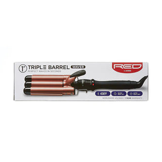 Red by Kiss 1 inch triple barrel hair waver ceramic beach wave styling iron box