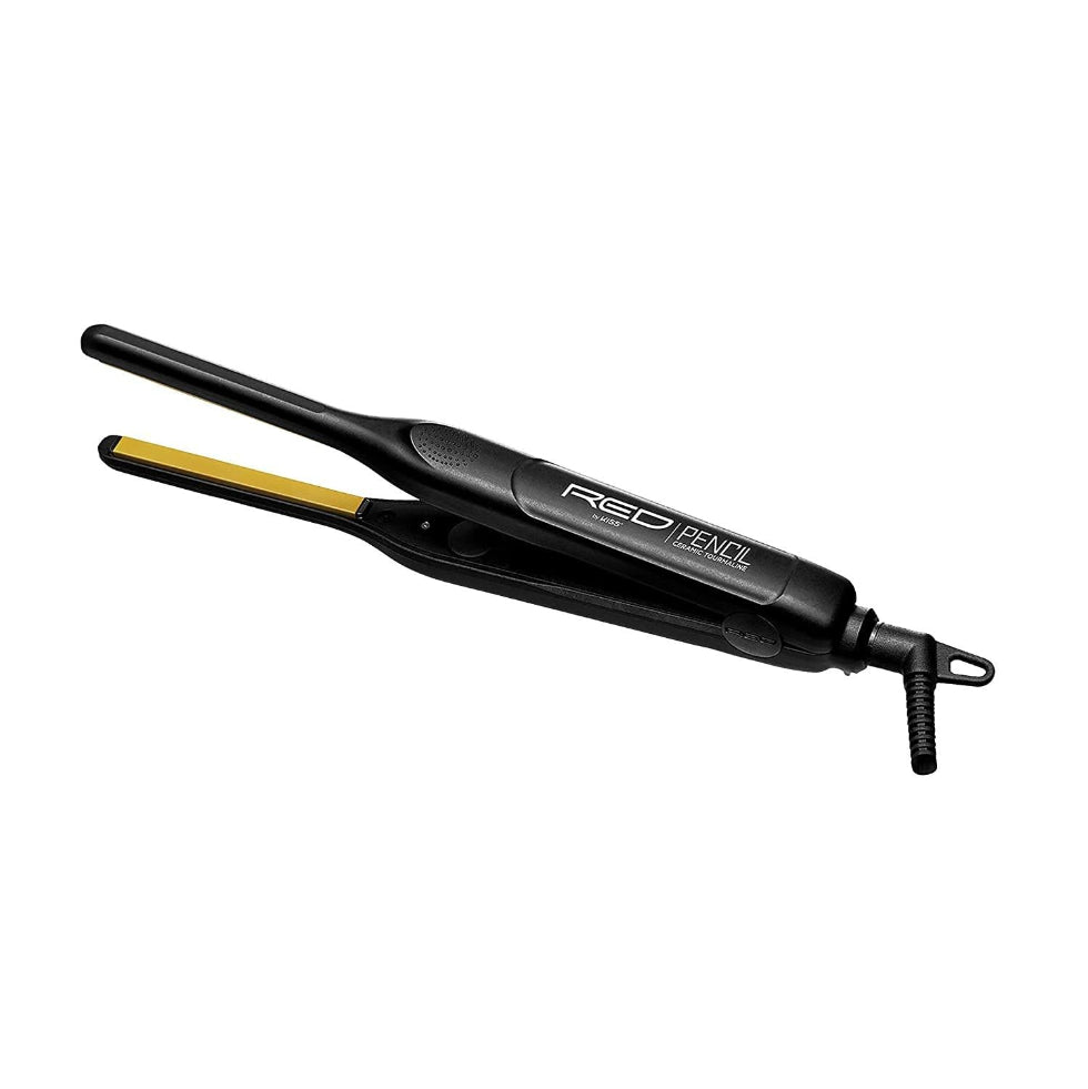 Red by Kiss pencil flat iron thin 3/10 inch ceramic tourmaline precision straightener box