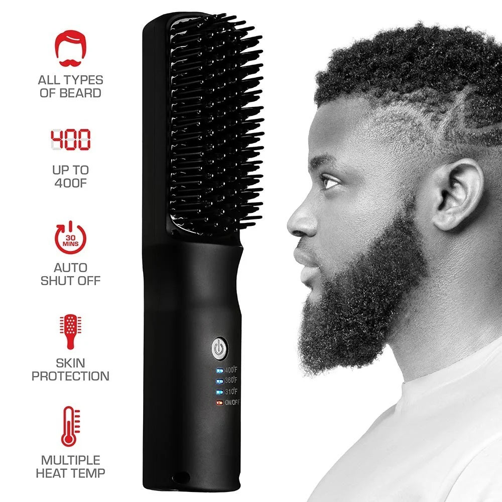 Red by Kiss beard and hair straightener with adjustable temperature settings heated styling tool box