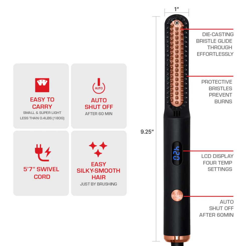 Red by Kiss beard and hair straightener with adjustable temperature settings heated styling tool box