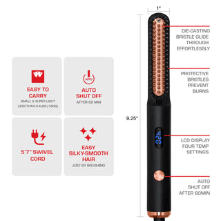 Red by Kiss beard and hair straightener with adjustable temperature settings heated styling tool box