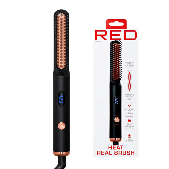 Red by Kiss beard and hair straightener with adjustable temperature settings heated styling tool box