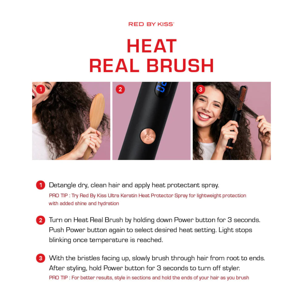 Red by Kiss beard and hair straightener with adjustable temperature settings heated styling tool box