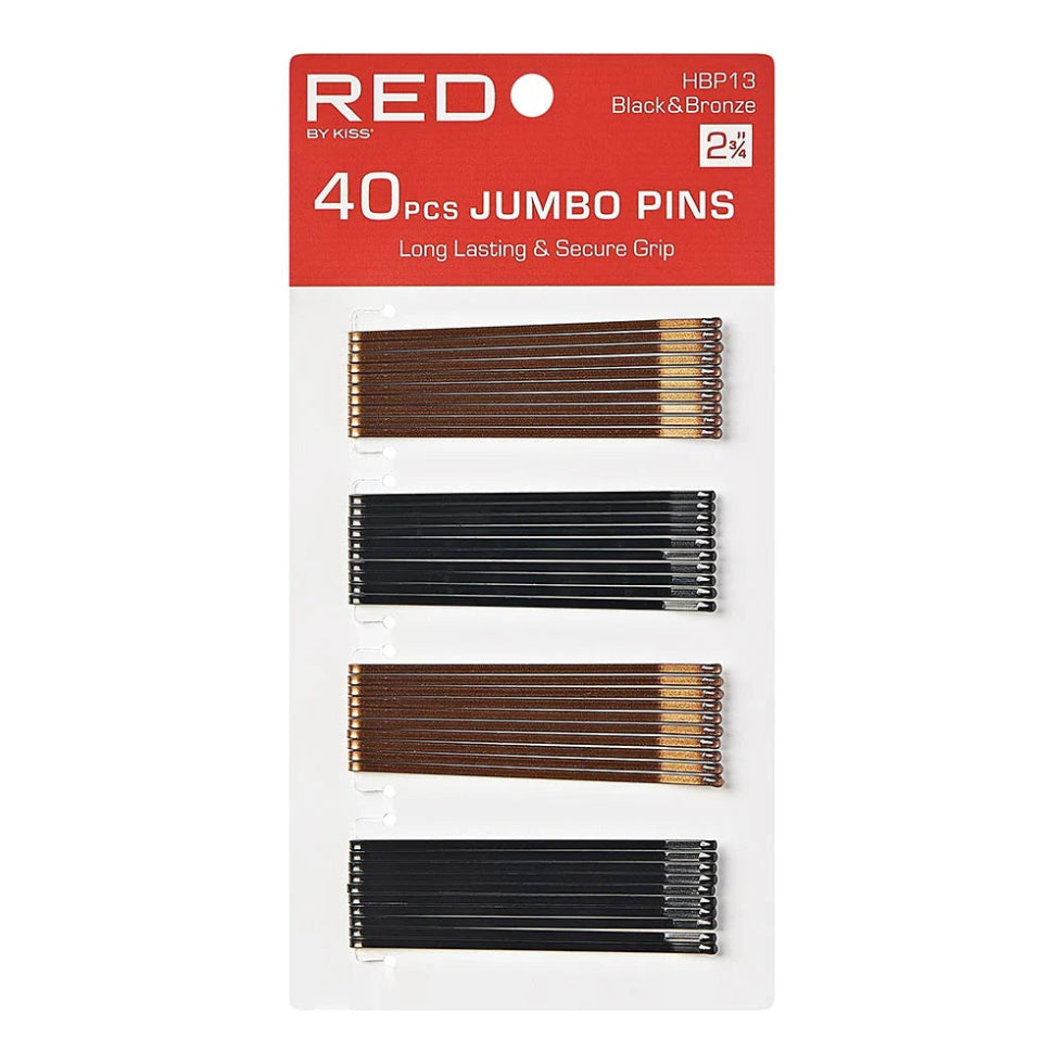 Red by Kiss bob pins bronze black forty piece pack showing long professional hair pins.