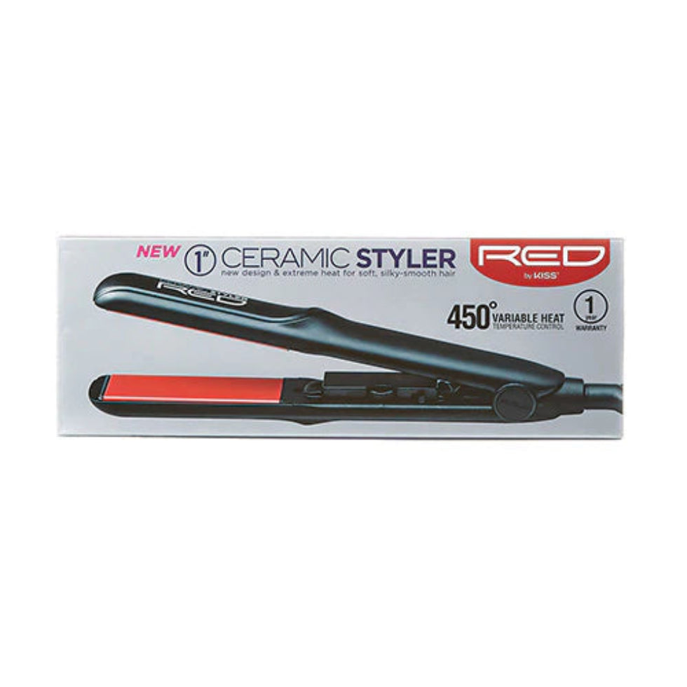 Red by Kiss Ceramic Styler hair straightener flat iron with smooth gliding plates