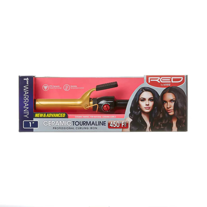 Red by Kiss curling iron 1 inch ceramic tourmaline professional hair styling wand box