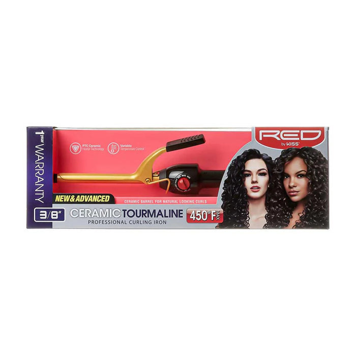 Red by Kiss curling iron 3/8 inch ceramic tourmaline professional tight curl styling wand box