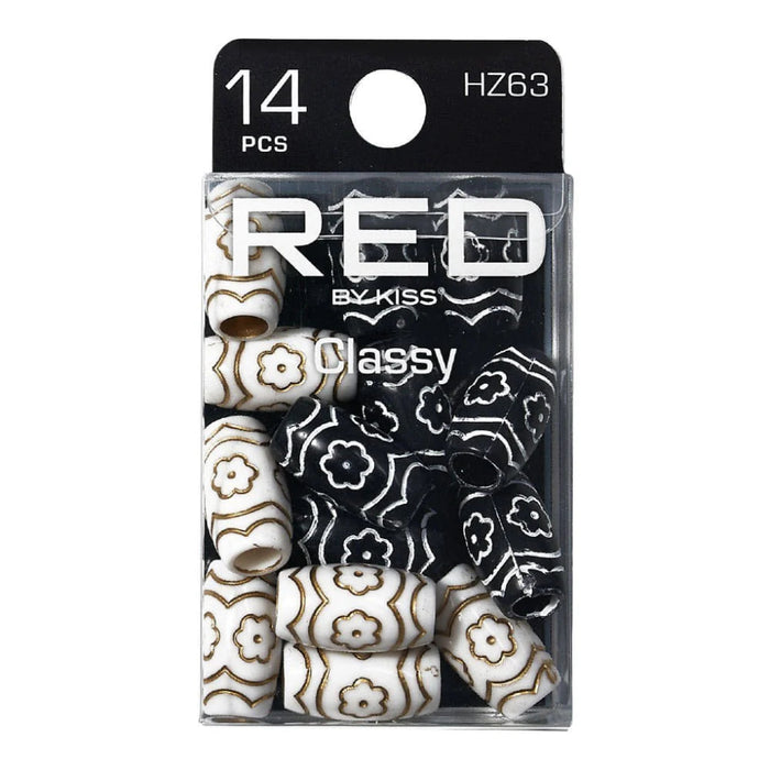 Red by Kiss Classy Style braid charm black HZ63 patterned barrel cuffs for hair braids
