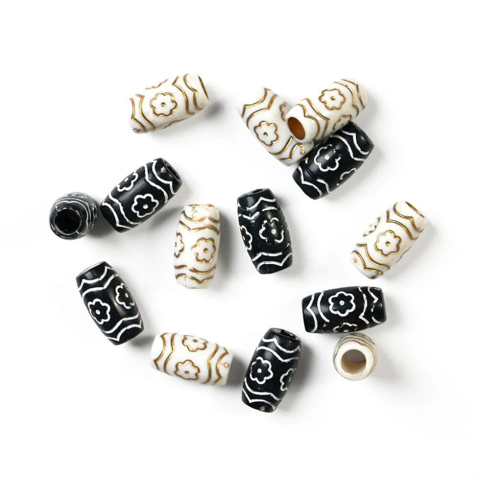 Red by Kiss Classy Style braid charm black HZ63 patterned barrel cuffs for hair braids