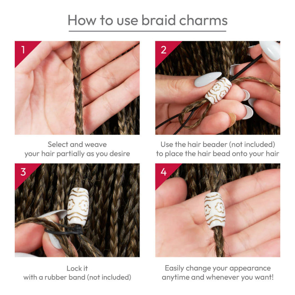 Red by Kiss Classy Style braid charm set metallic cuffs and rings accessories for braids