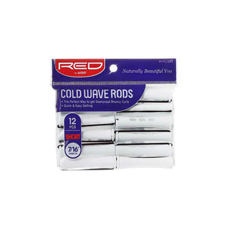 Red by Kiss cold wave rods short 12pcs pack plastic perm rollers with rubber band fasteners  