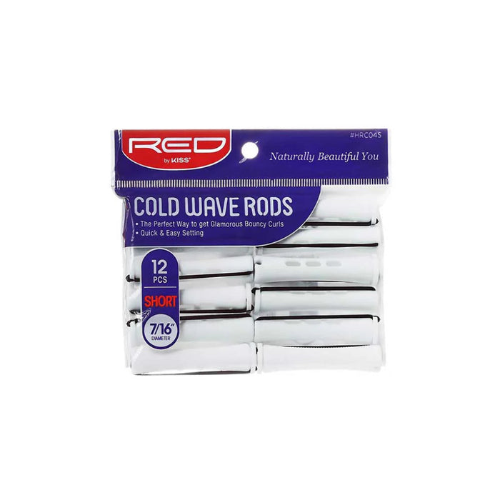 Red by Kiss cold wave rods short 12pcs pack plastic perm rollers with rubber band fasteners  