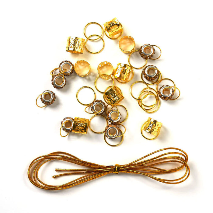 Red by Kiss Complete Style braid charm set metallic cuffs and rings accessories for braids