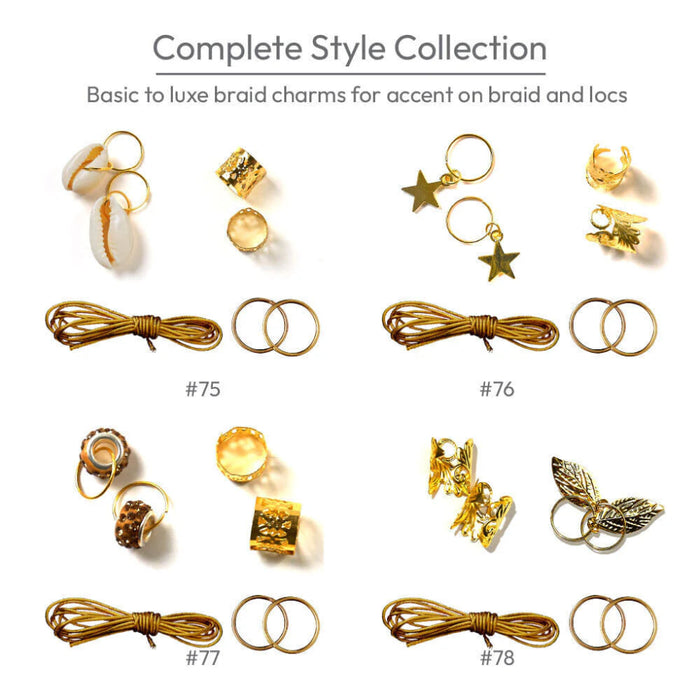 Red by Kiss Complete Style braid charm set metallic cuffs and rings accessories for braids